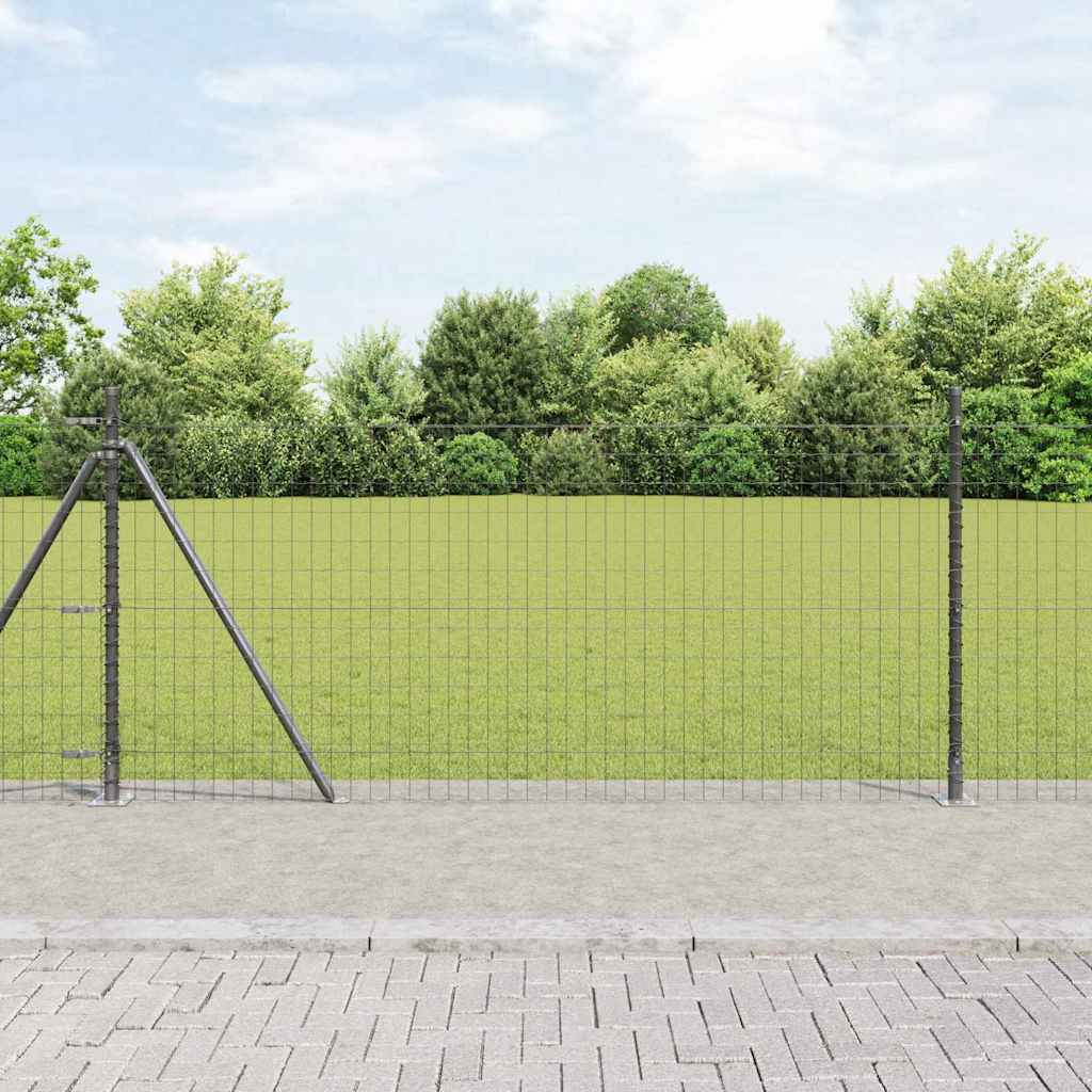 Euro Fence with 13 Flanged Posts 0.8x25 m Galvanised Steel