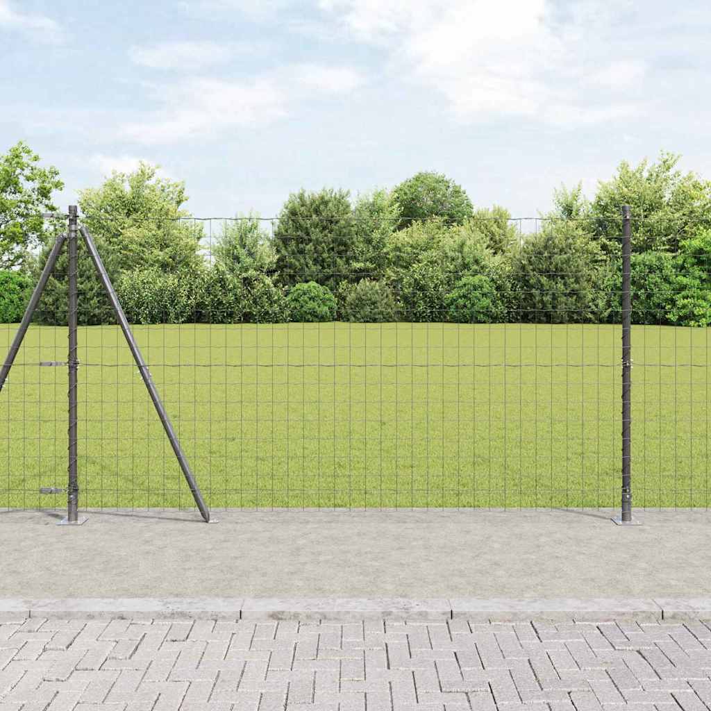 Euro Fence Set of 2 Grey Steel 25 x 1.2 m Durable Euro Fence