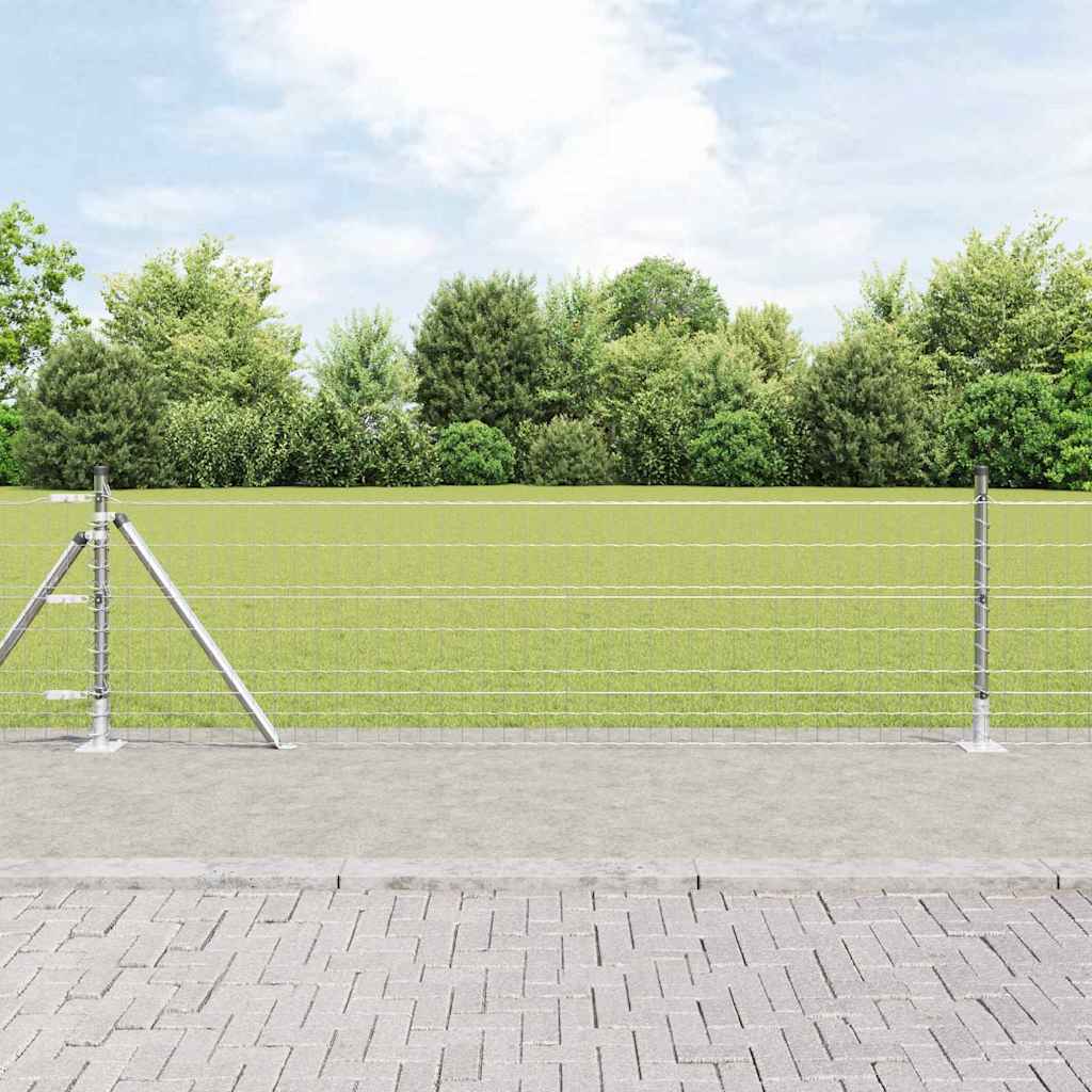Euro Fence with 7 Flanged Posts 0.6x10 m Galvanised Steel