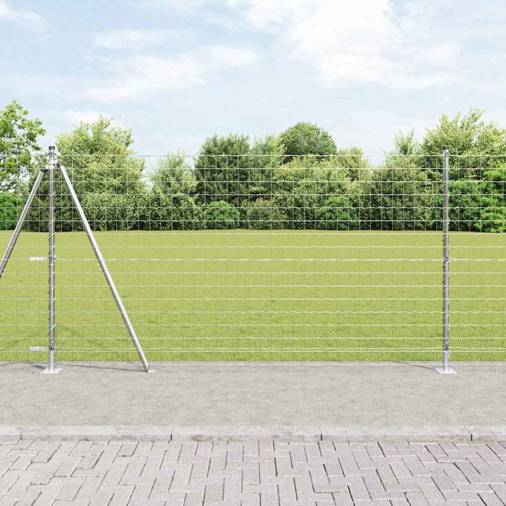 Euro Fence with 7 Flanged Posts 1.2x10 m Galvanised Steel