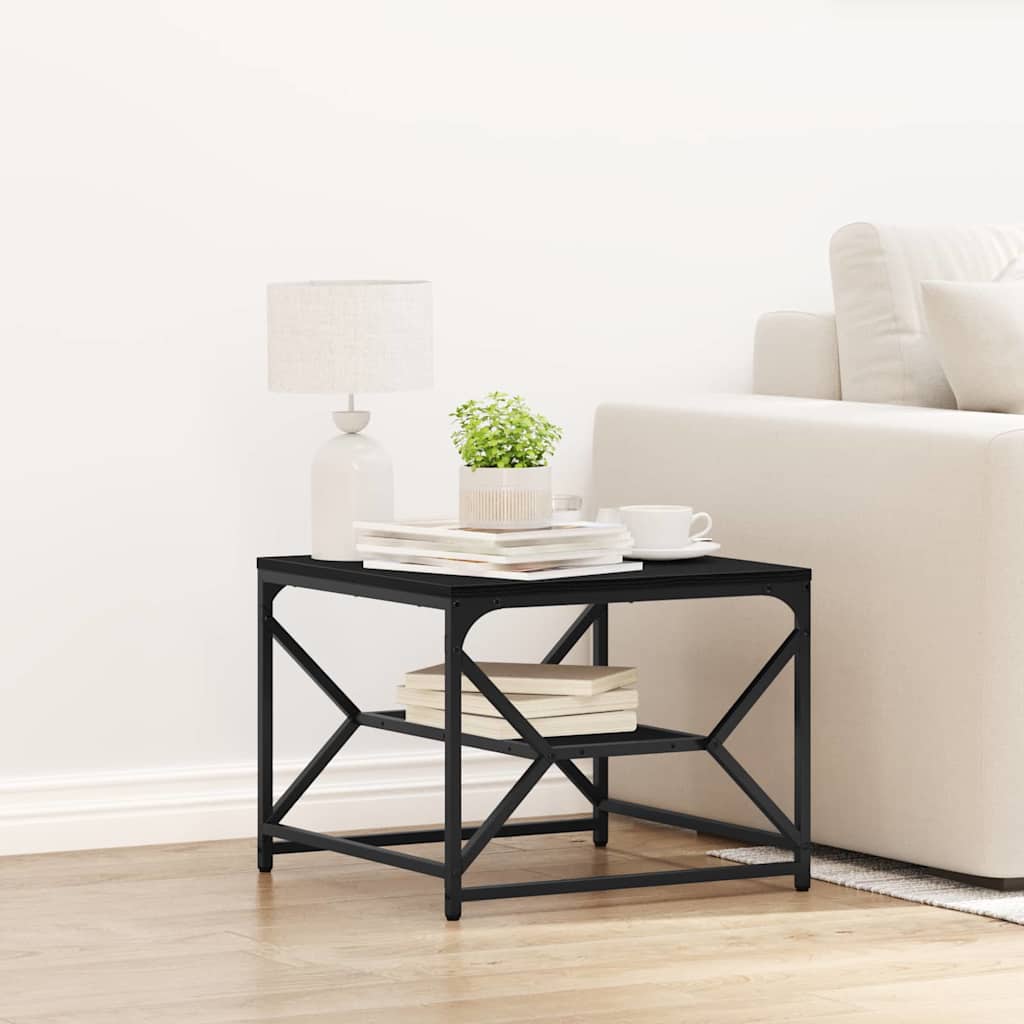 Black Oak Coffee Table with Shelf, 51x50x40 cm, Made from Engineered Wood