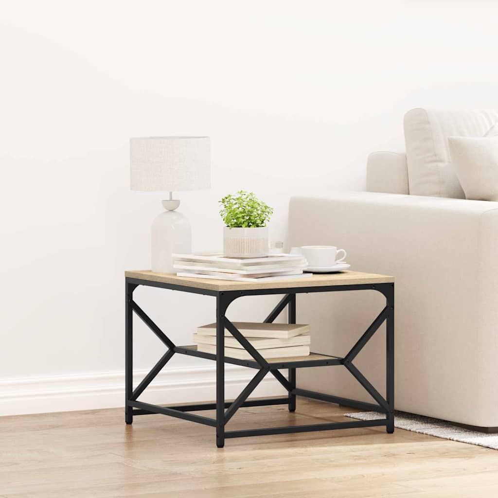 Coffee Table with Shelf in Sonoma Oak - 51x50x40 cm - Made from Engineered Wood