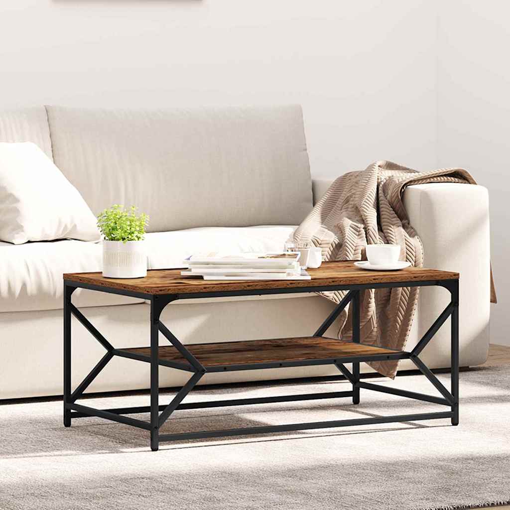 Coffee Table with Shelf - Old Wood, 90x50x40 cm, Engineered Wood