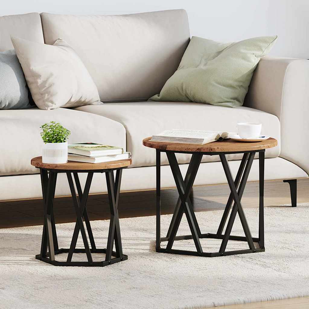 Nesting Side Tables (Set of 2) - Rustic Wood Look, Made of Engineered Wood
