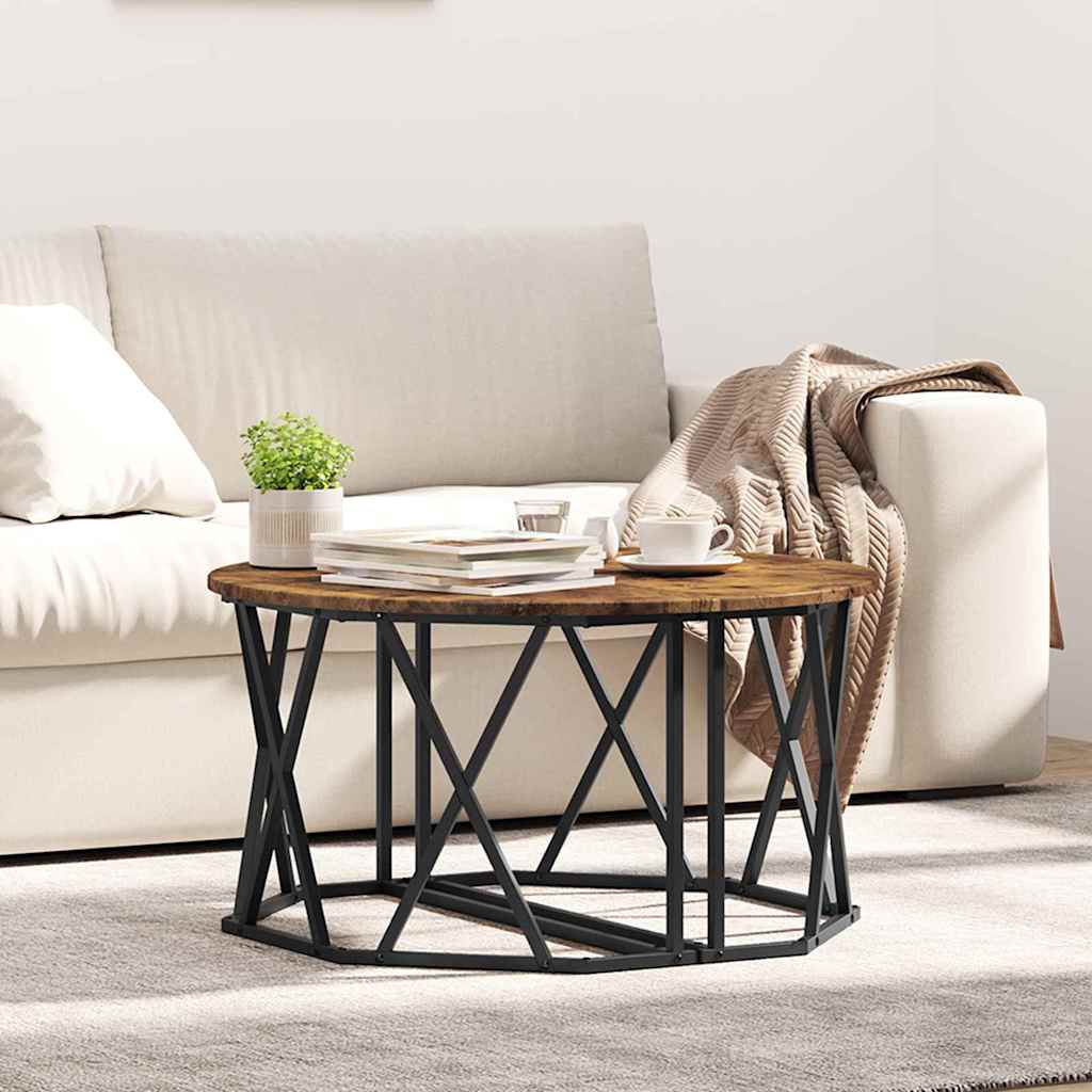 Coffee Table - Smoked Oak, 80x80x42 cm, Made from Engineered Wood