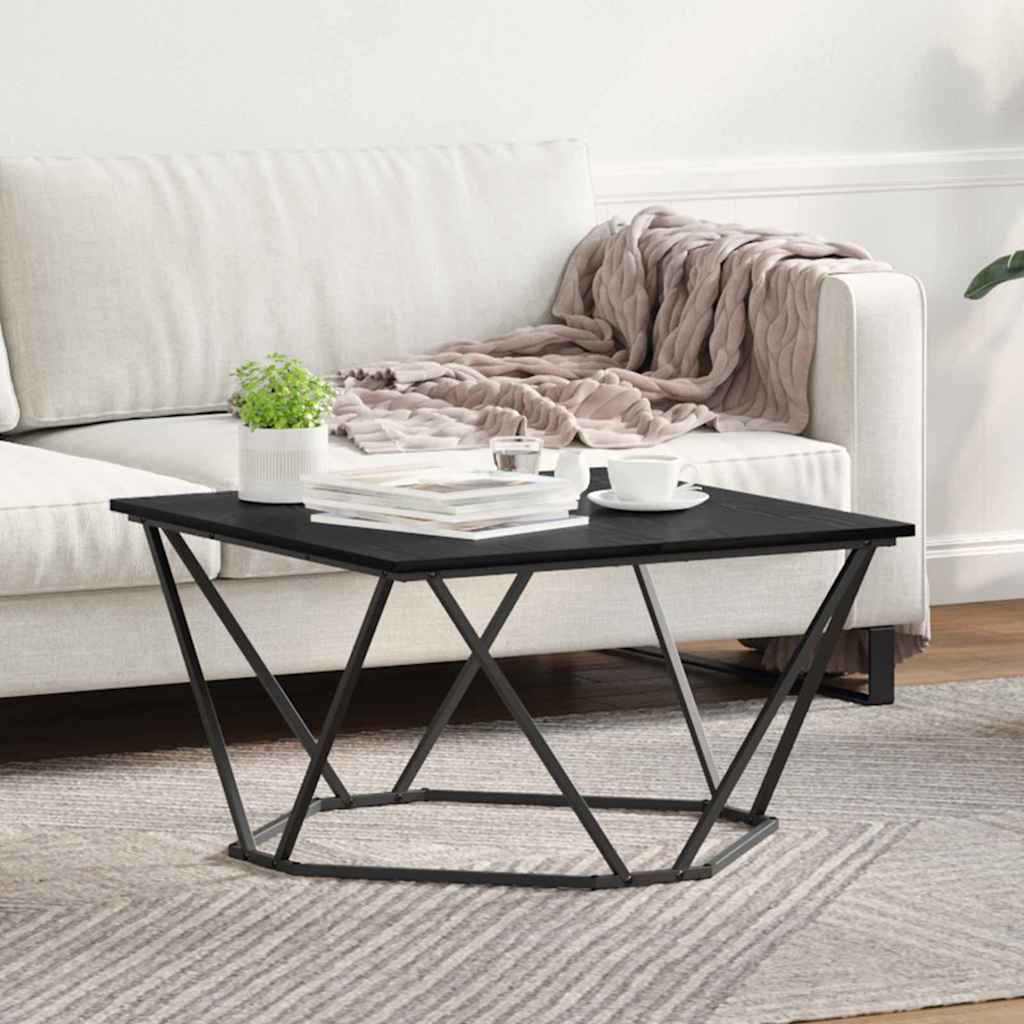 Coffee Table Black Oak 80x80x45 cm Engineered Wood