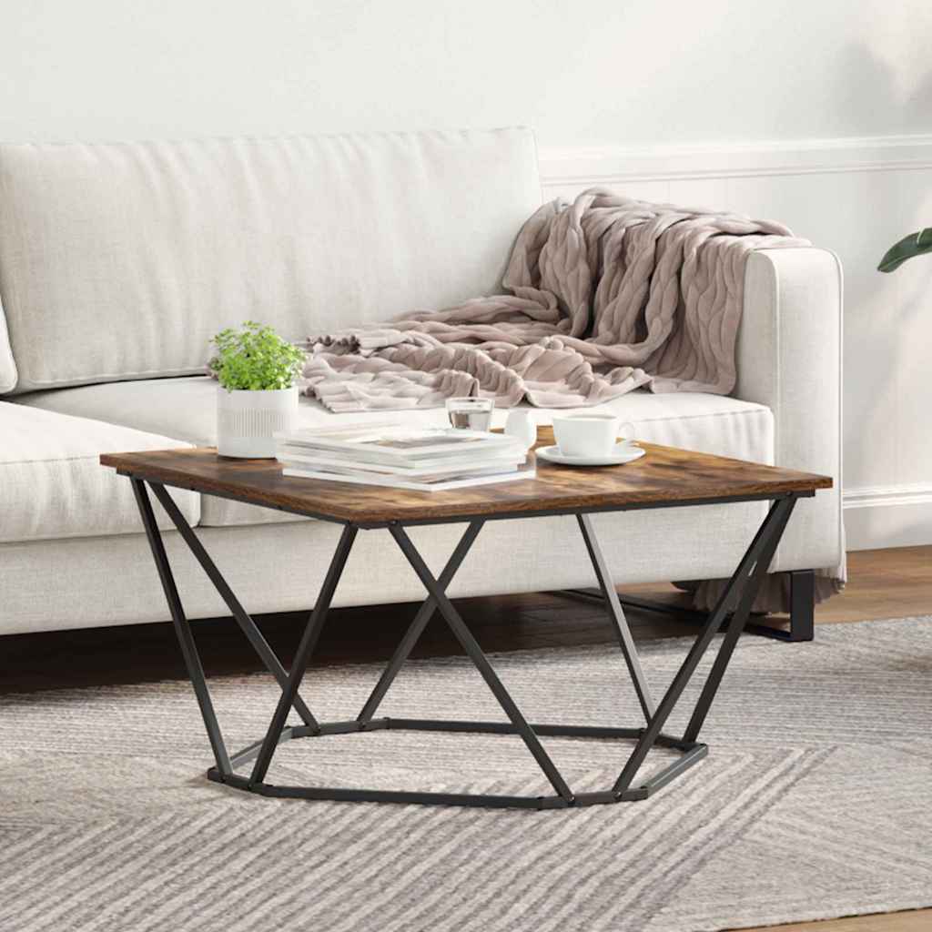 Coffee Table Smoked Oak 80x80x45 cm Engineered Wood