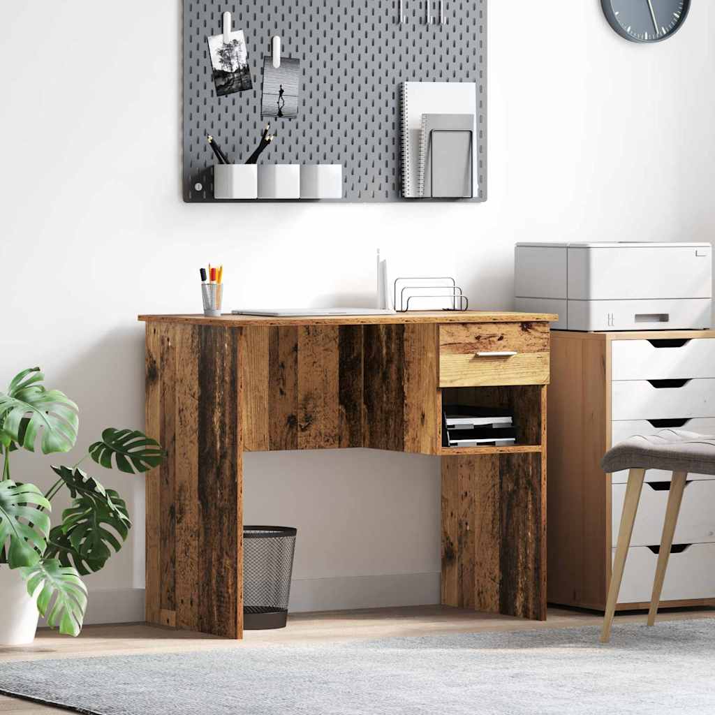 Desk with Storage Old Wood 90x49.5x75 cm Engineered wood