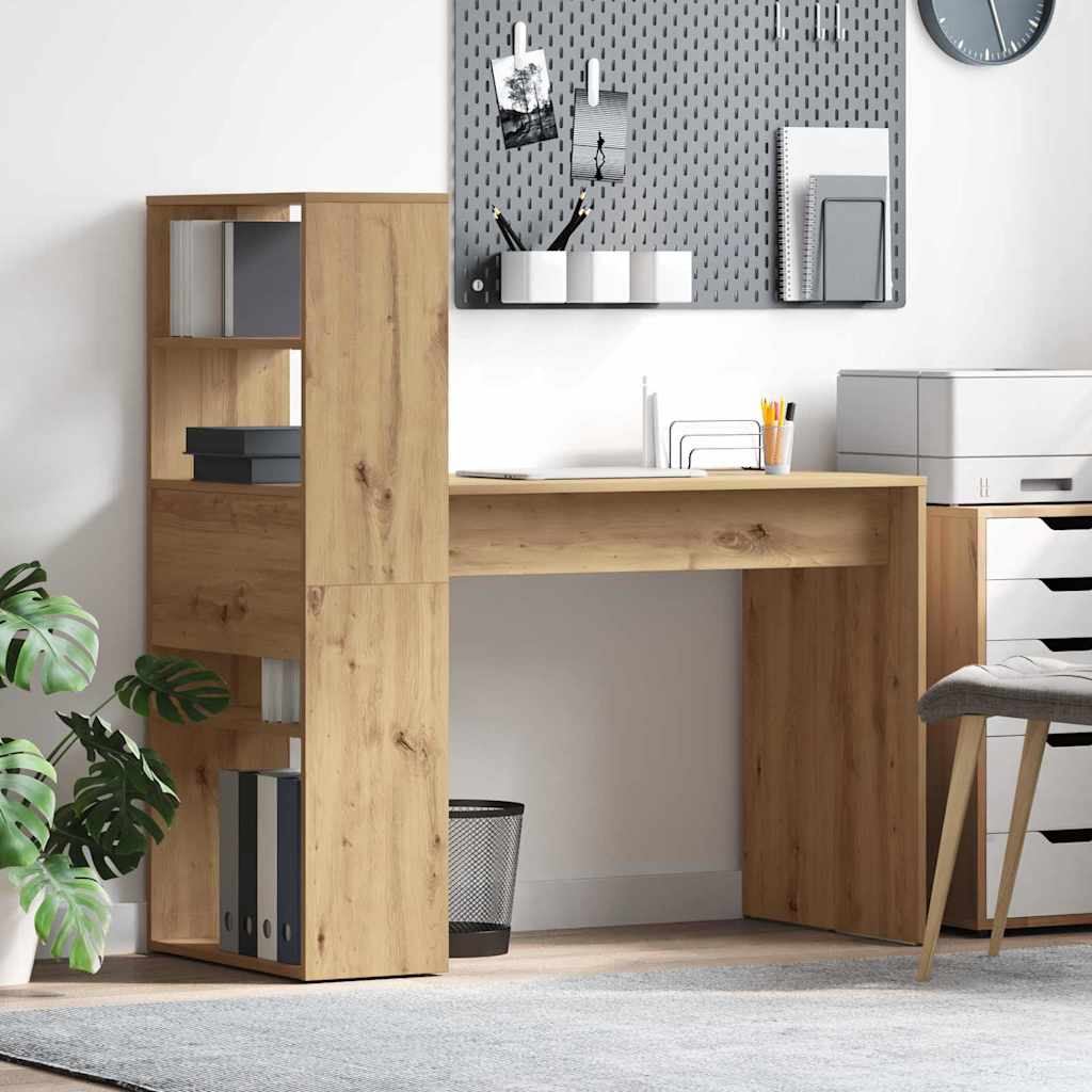 Desk with Storage Artisan Oak 113x54x120 cm Engineered Wood