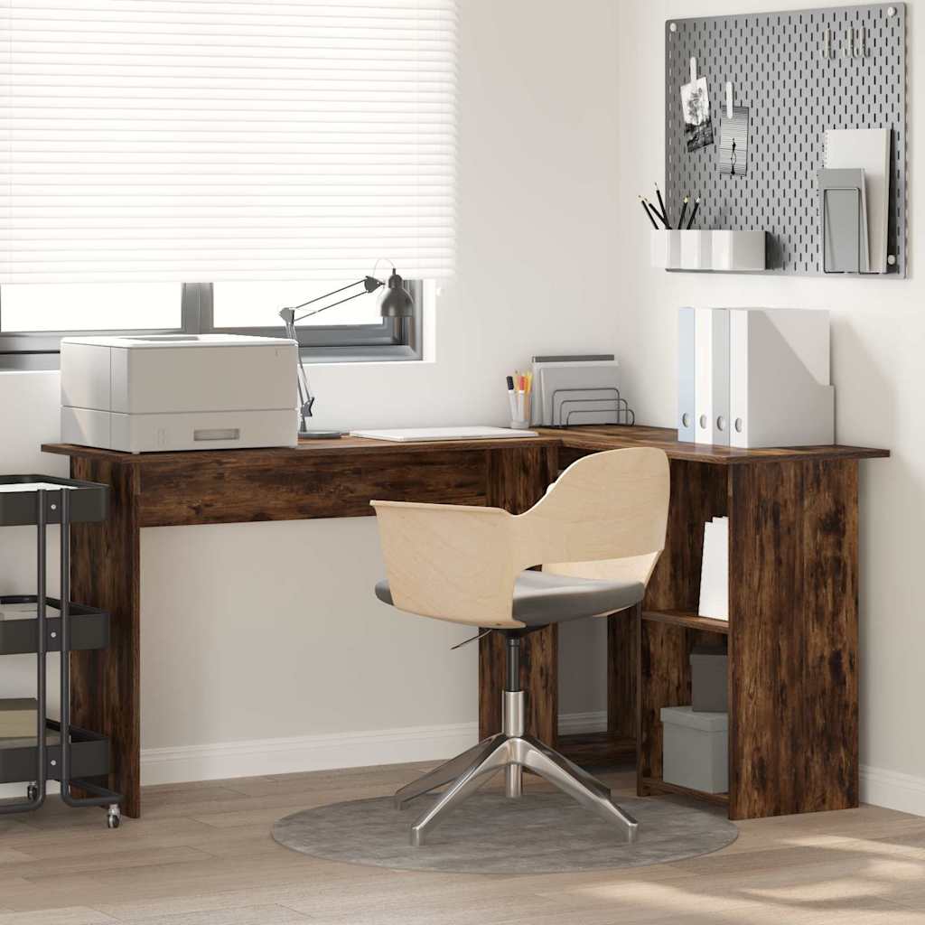 Smoked Oak Computer Desk Smoked oak Engineered wood Large