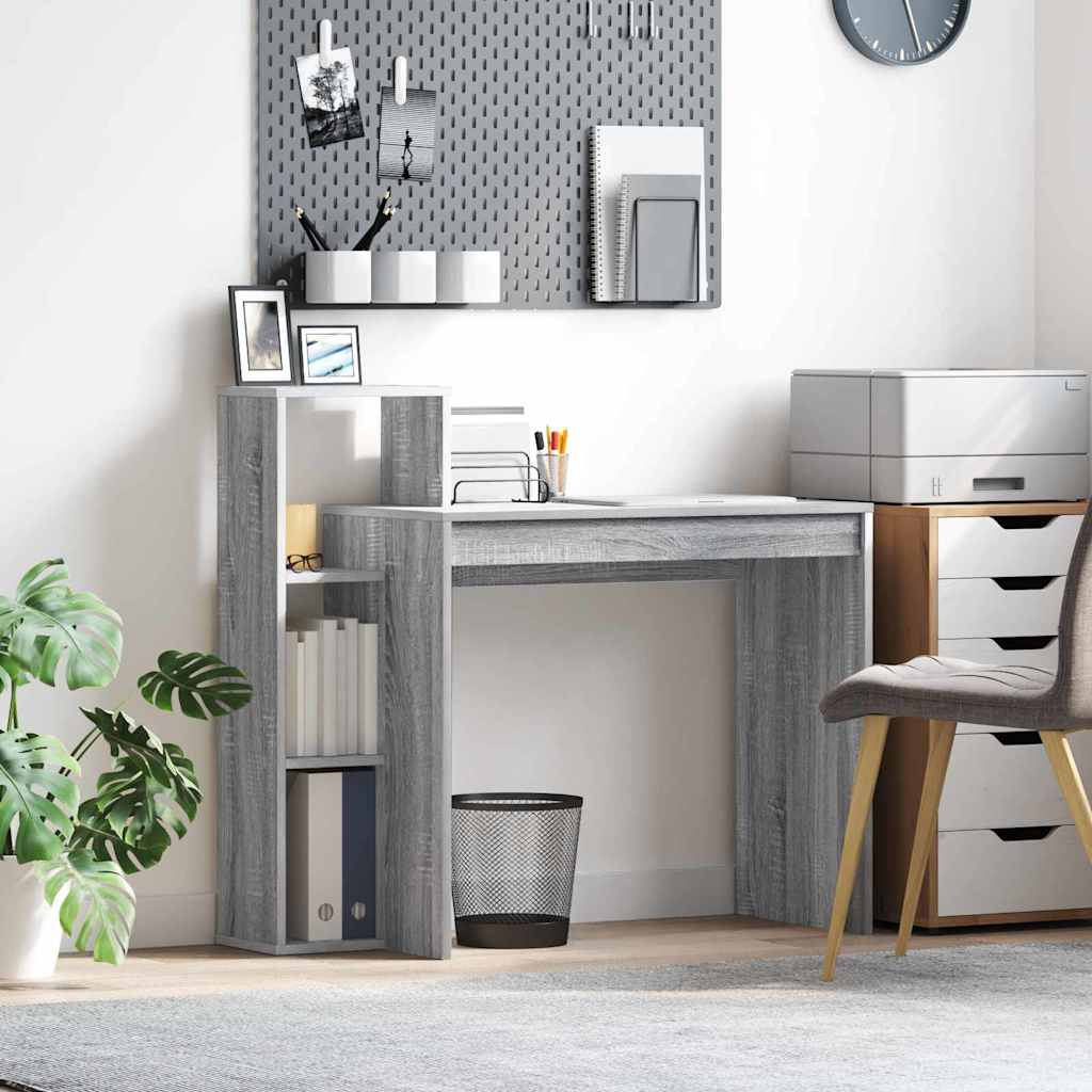 Computer Desk Grey sonoma Particle board Medium Shelving