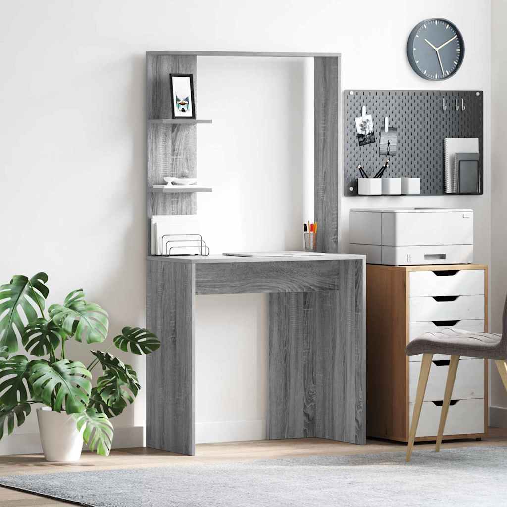 Grey Computer Desk Grey Sonoma Engineered Wood Compact