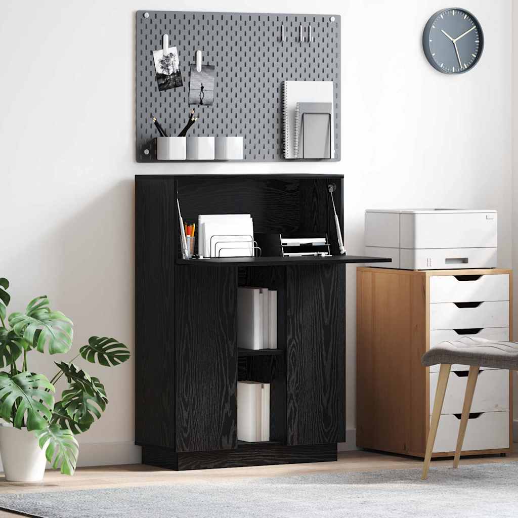Black Oak Writing Desk Black Oak Engineered Wood Medium Sturdy