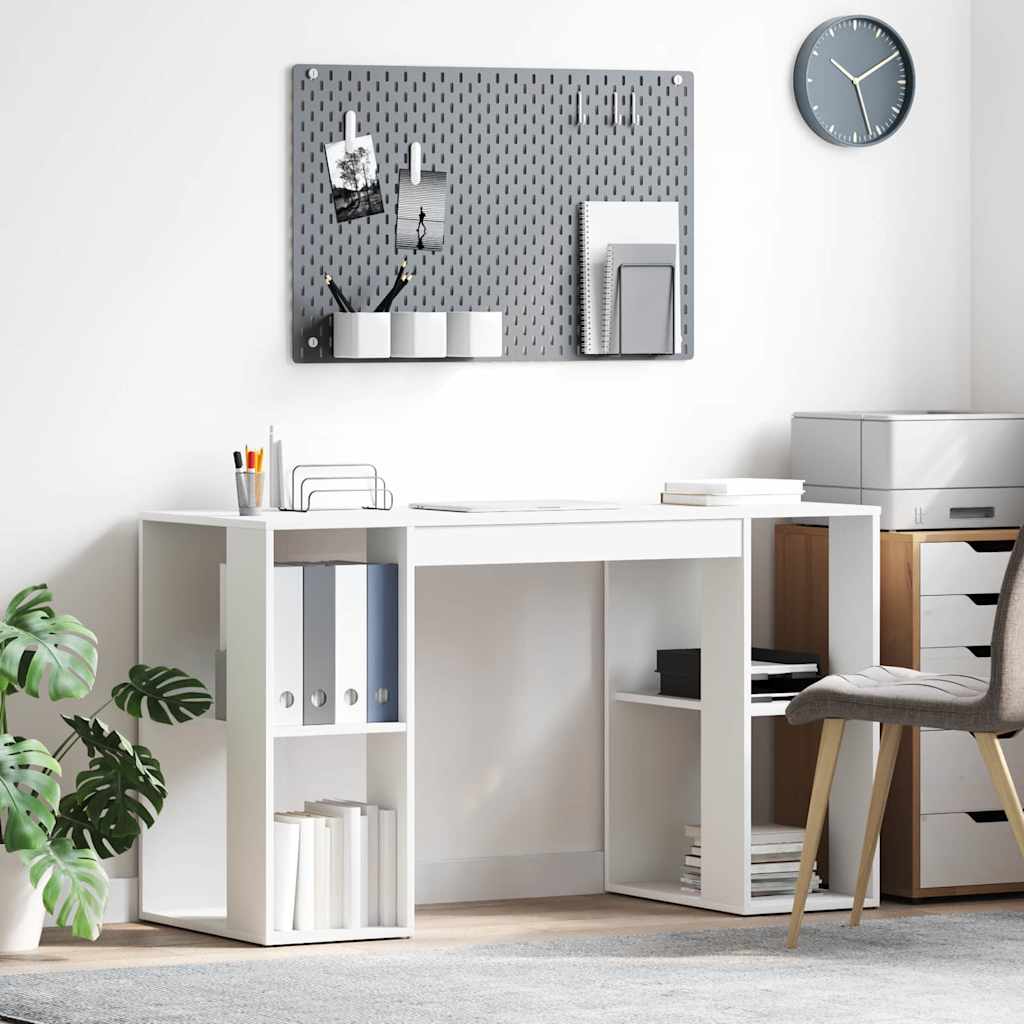 White Computer Desk White Particle board Medium Storage