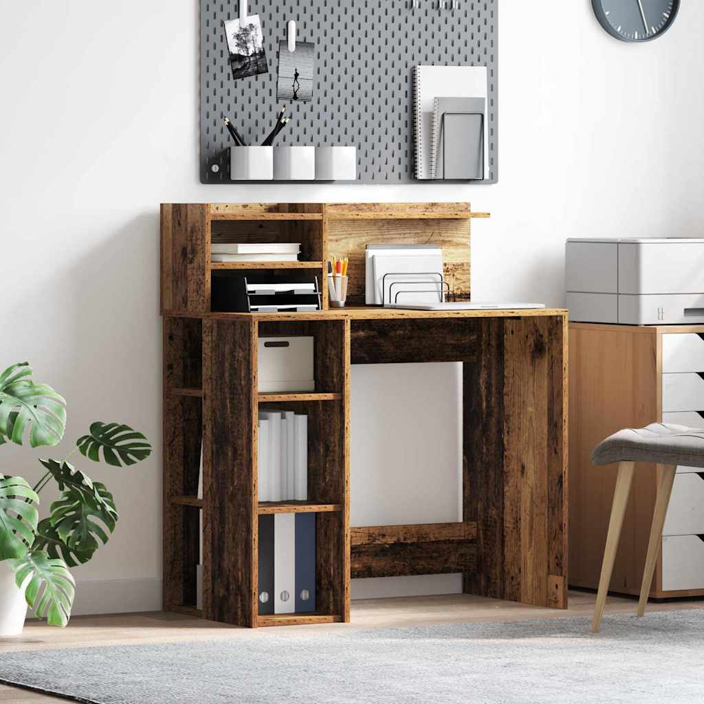 Desk with Storage Old Wood 90x48x101.5 cm Engineered wood