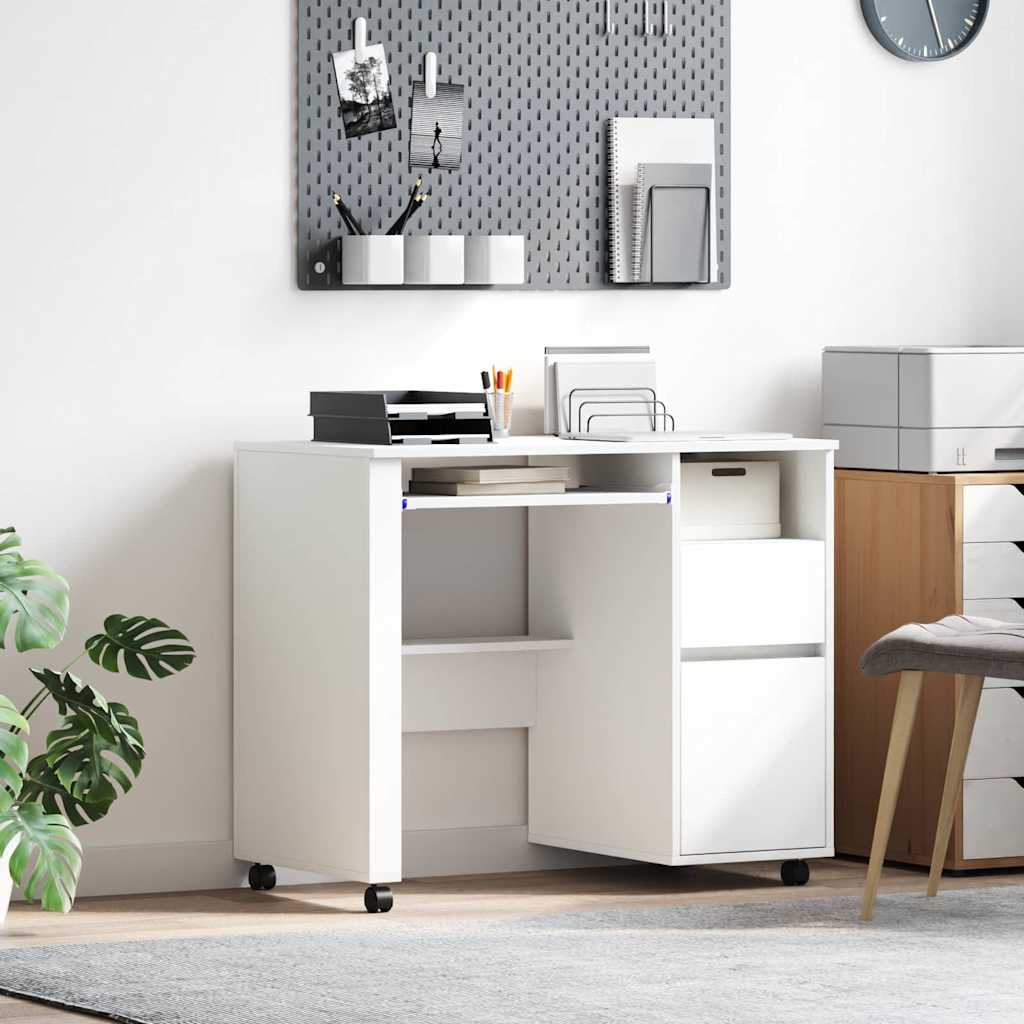 White Computer Desk with Drawers White MDF, Particle board Standard