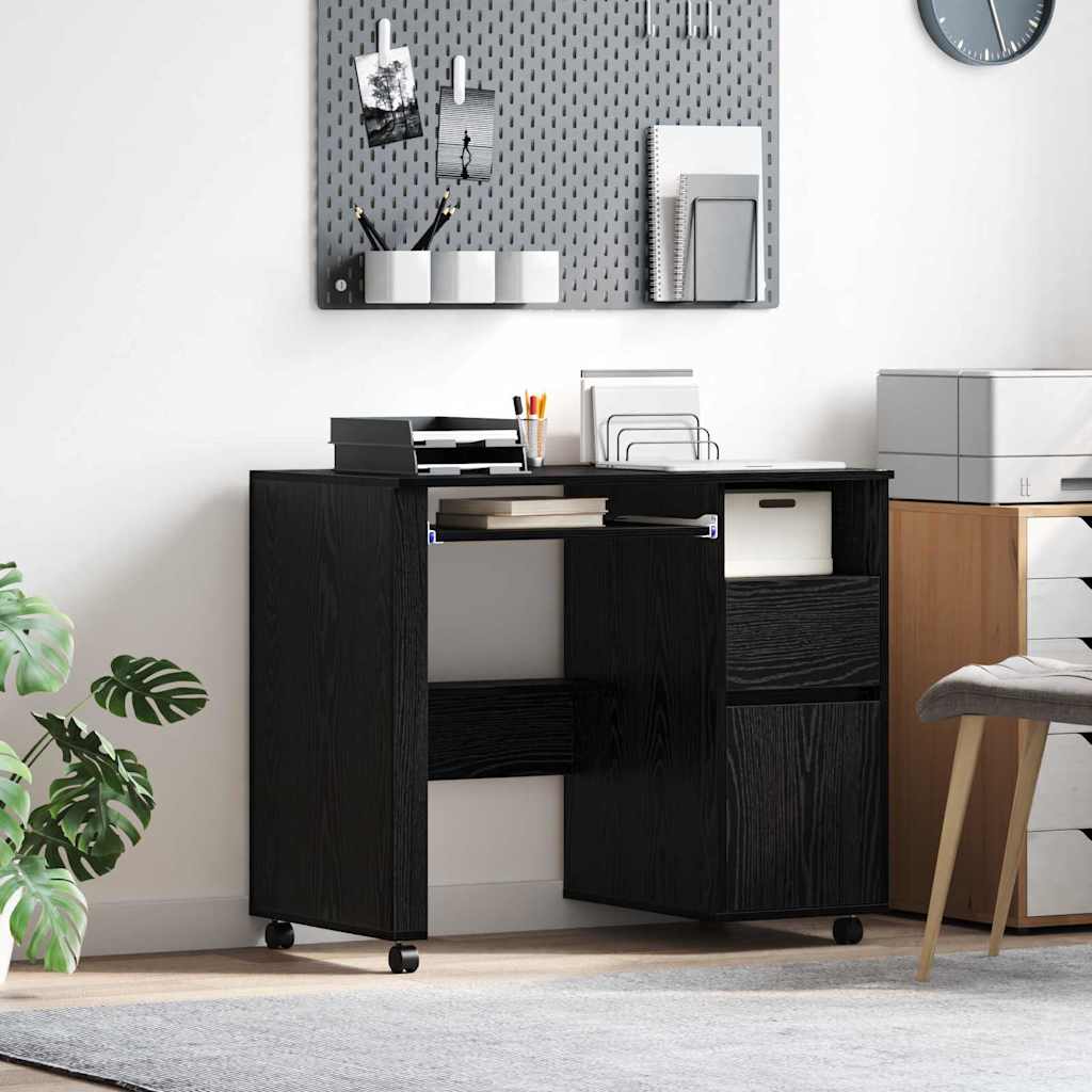 Black Oak Computer Desk Black Oak Engineered wood, Metal Medium