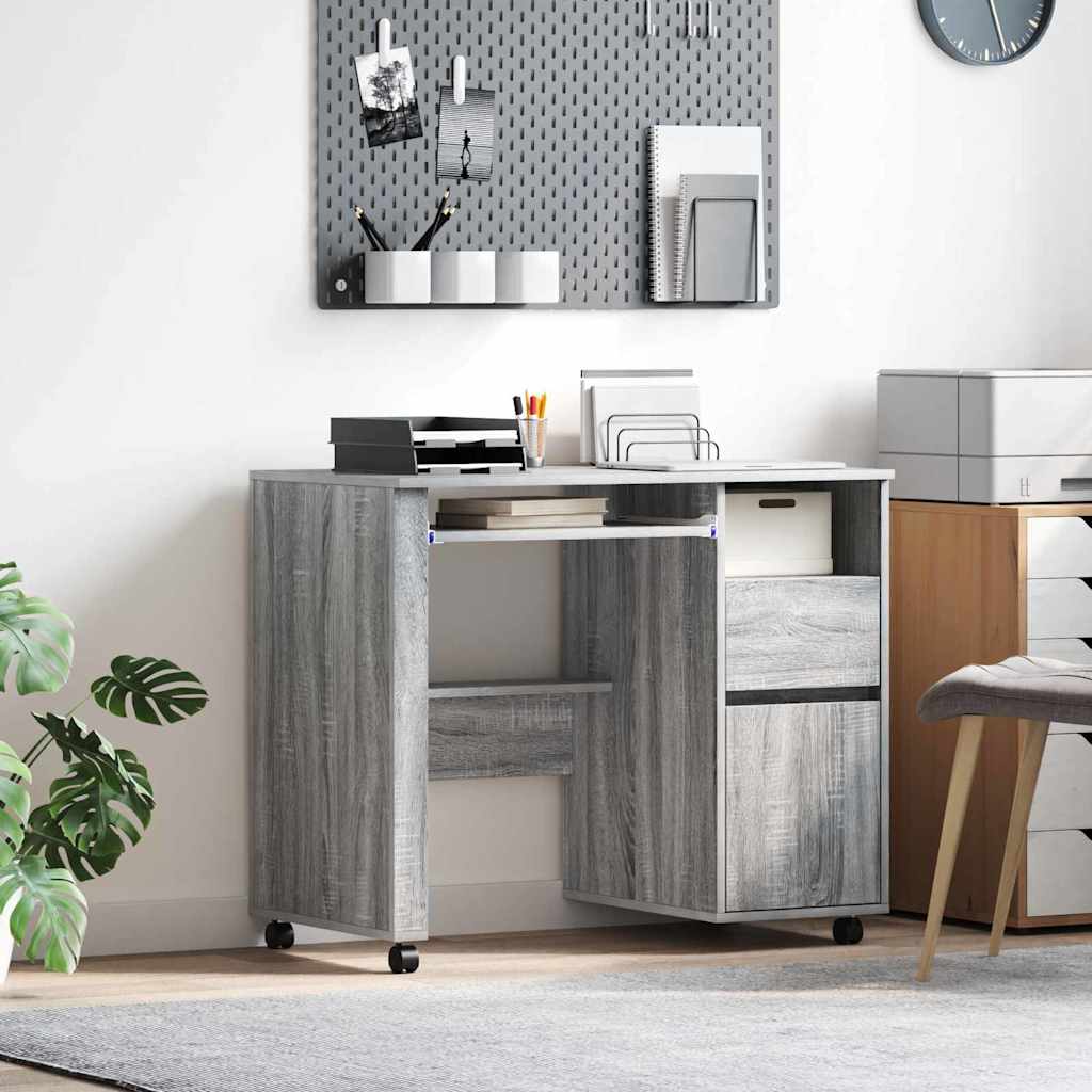 Grey Computer Desk Grey Sonoma Engineered Wood Medium