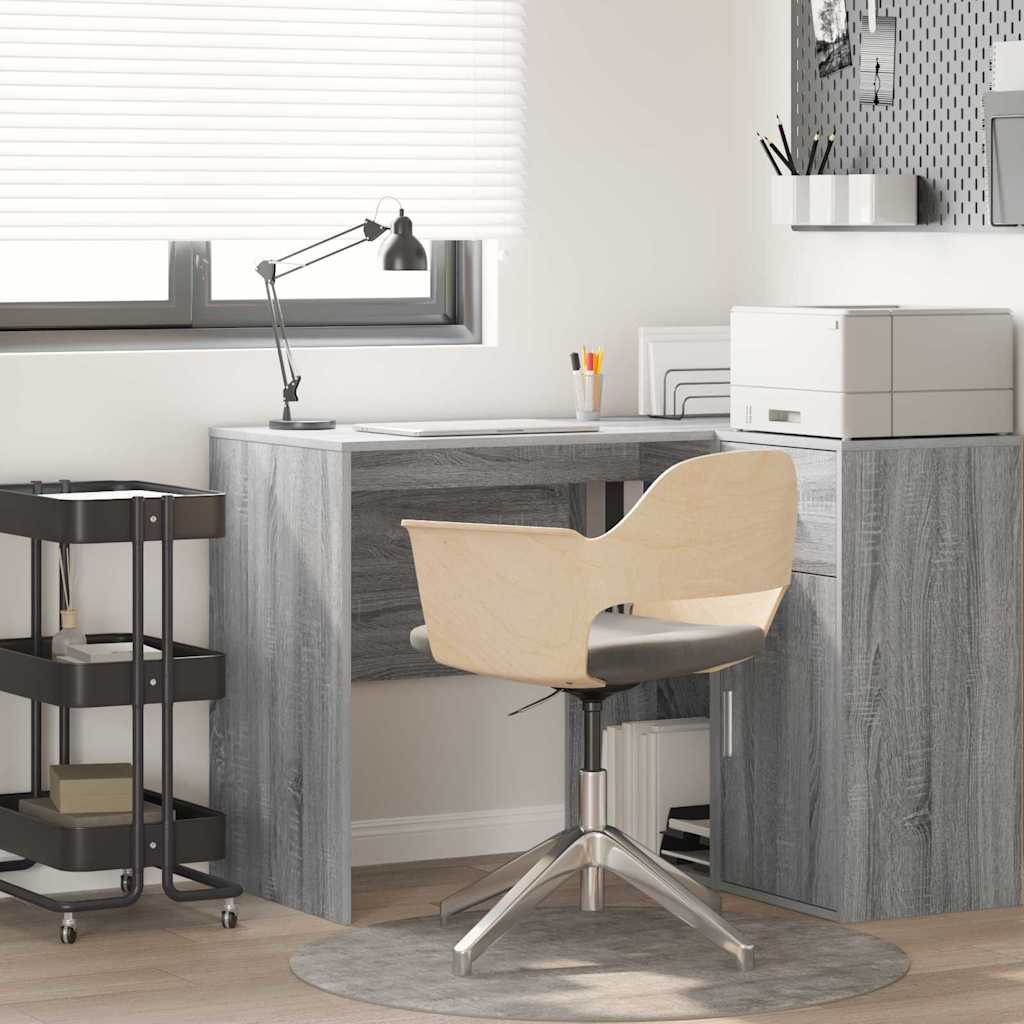Writing Desk Grey Sonoma Wood Standard Storage