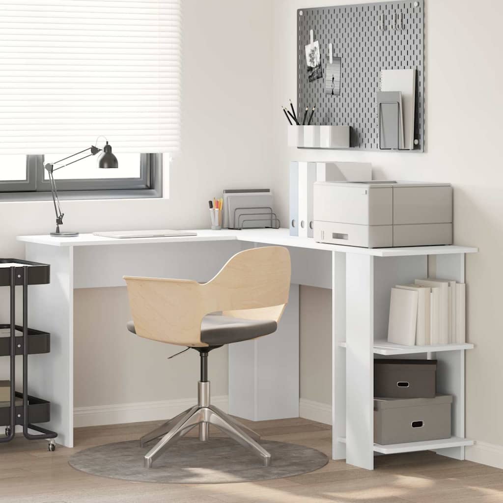 Corner Desk with Storage White 140x113,5x75cm