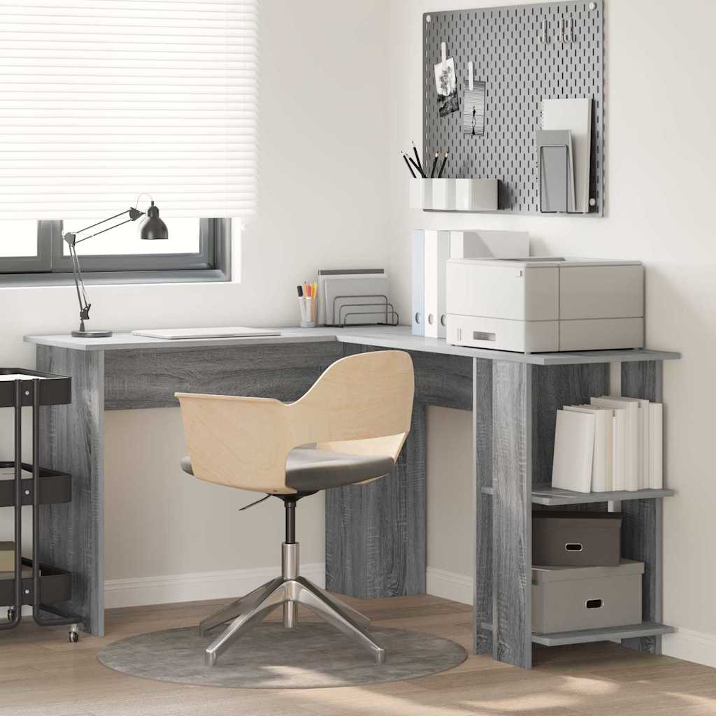 Corner Desk with Storage Grey Sonoma 140x113,5x75cm