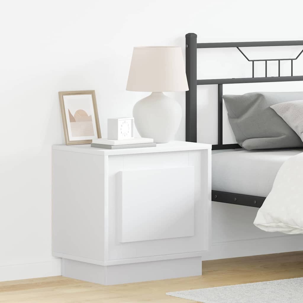 Bedside Cabinet with LED Lights White 44x34,5x45 cm