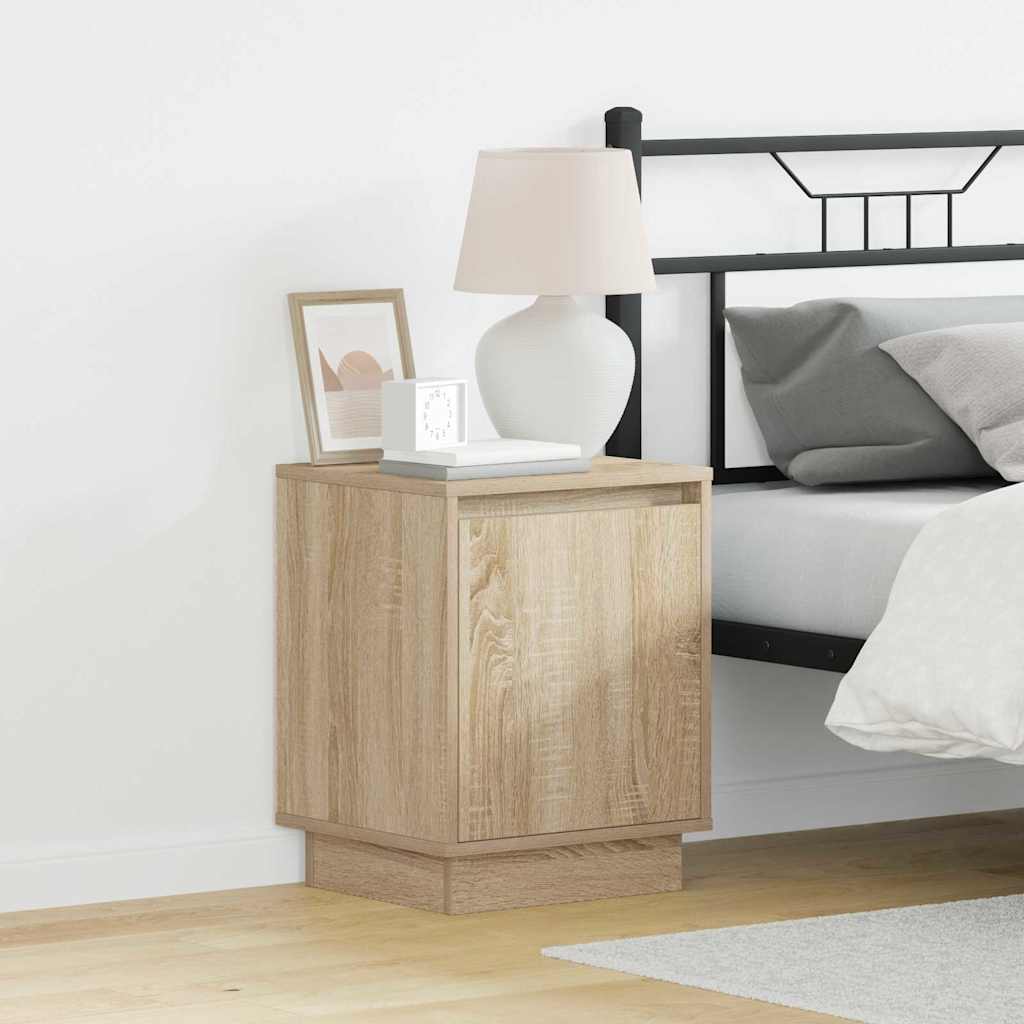 Bedside Cabinets with LED Lights 2 pcs Sonoma Oak 39x34,5x50 cm
