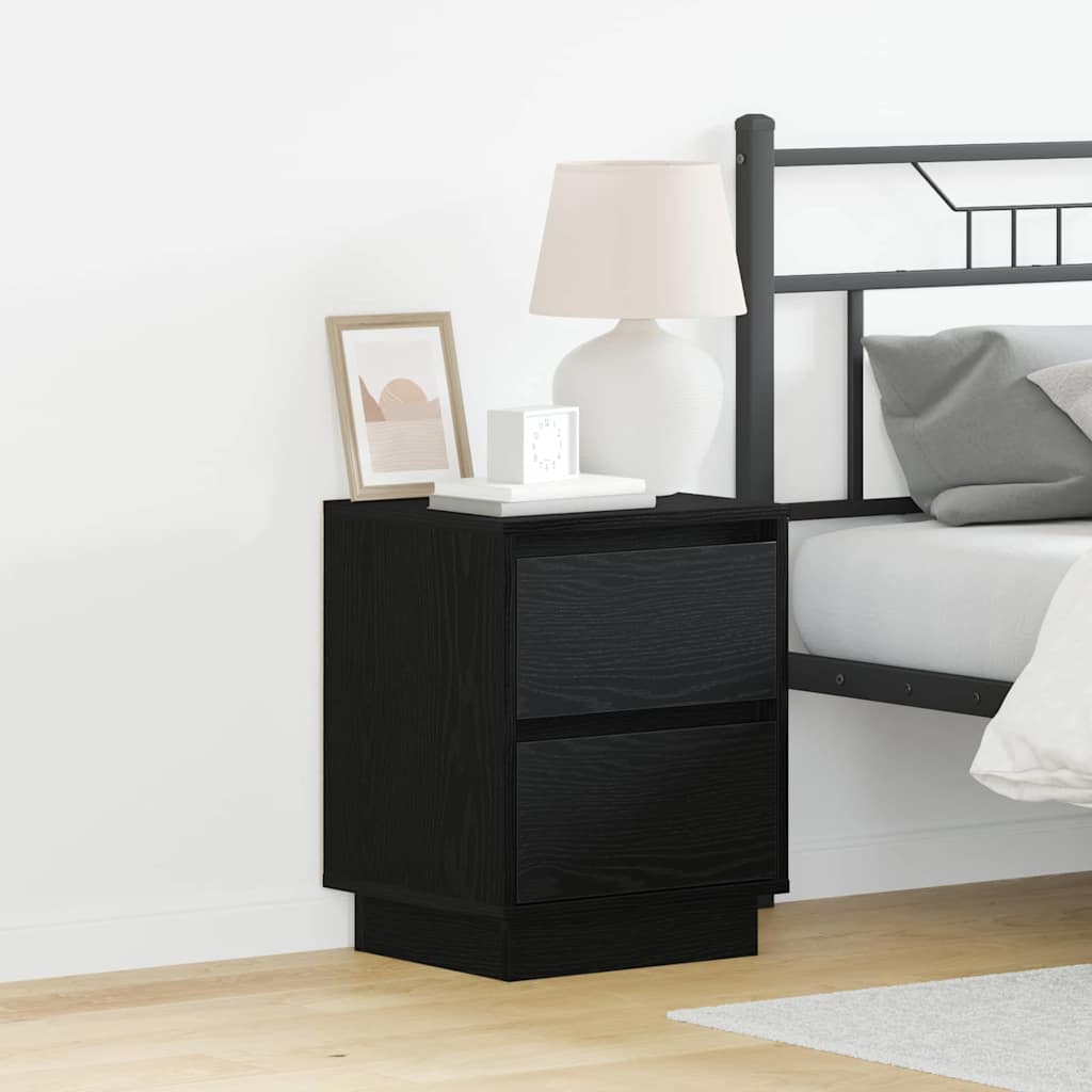 Bedside Cabinets with LED Lights 2 pcs Black 39x34.5x50 cm