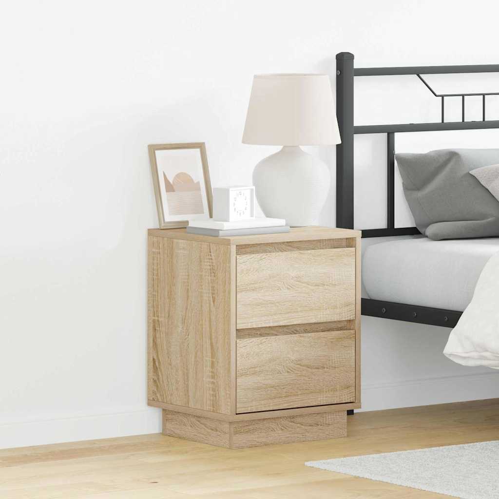 Bedside Cabinet with LED Lights Sonoma Oak 39x34.5x50 cm