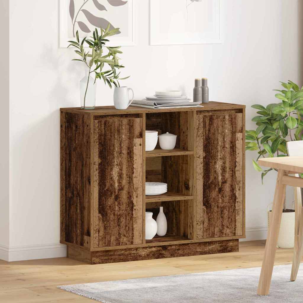 Sideboard with LED Old Wood 90x32x75 cm Engineered Wood