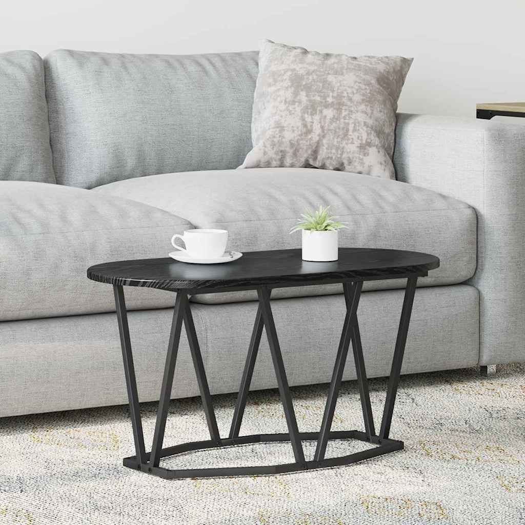 Black Oak Coffee Table 80x40x40.5 cm - Engineered Wood & Metal