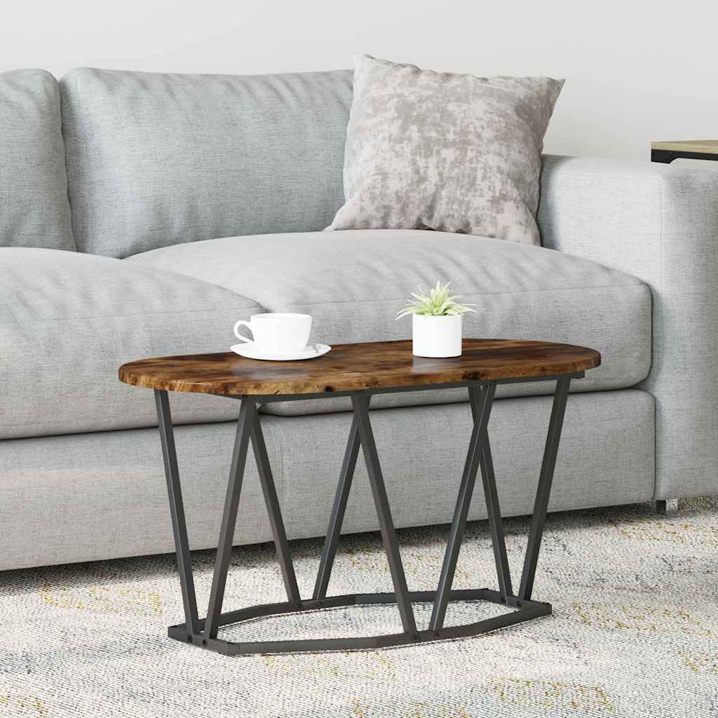 Coffee Table in Smoked Oak - 80x40x40.5 cm, Made from Engineered Wood and Metal