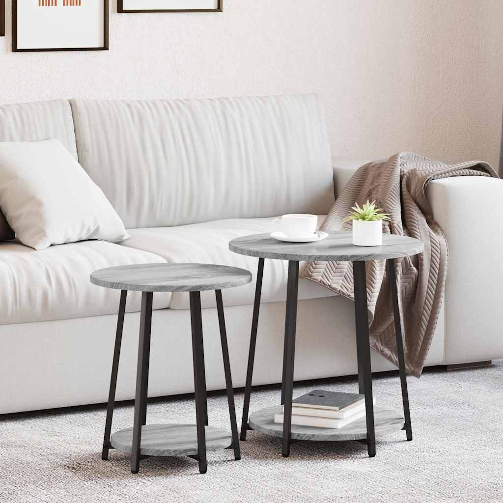 End Tables Grey Sonoma Particle board, Metal Storage End Table