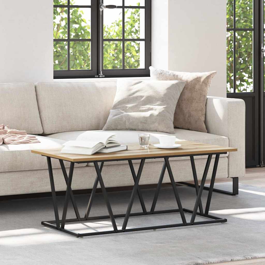 Coffee Table Artisan Oak 100x50x40 cm Made of Engineered Wood and Metal