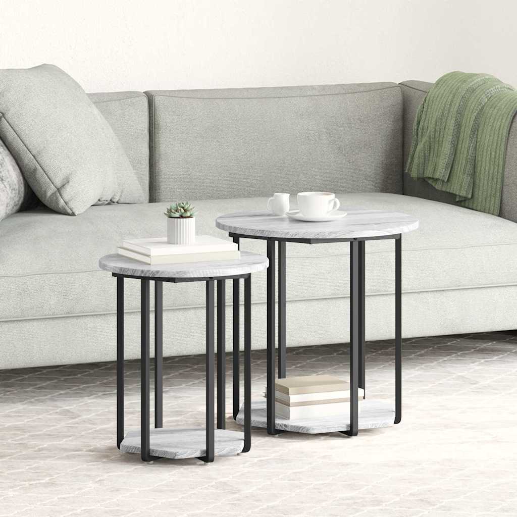 Side Table 2 pcs Grey Sonoma Engineered Wood and Metal