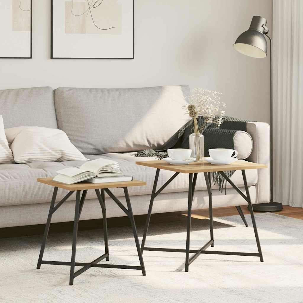 Side Table 2-pack in Artisan Oak with Engineered Wood and Metal