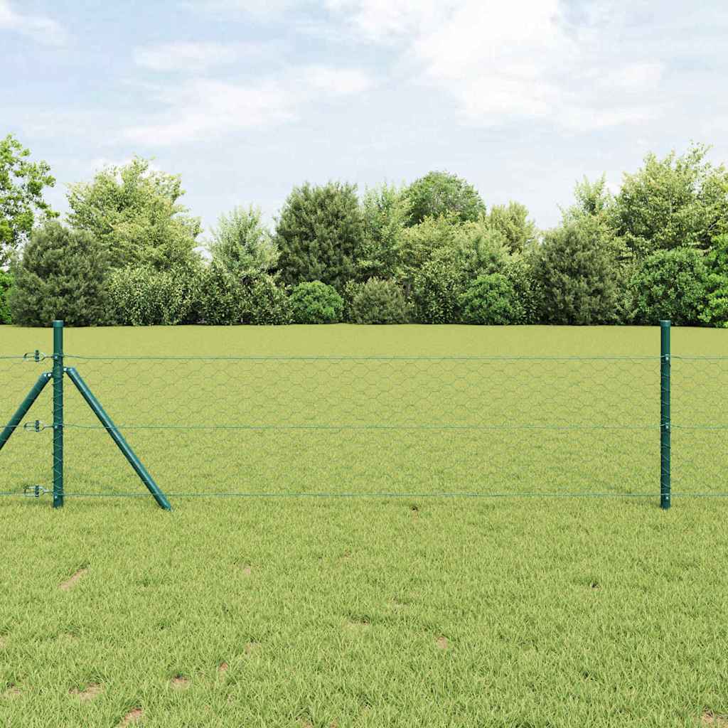 Hexagon Fence Green 1x50 m Steel