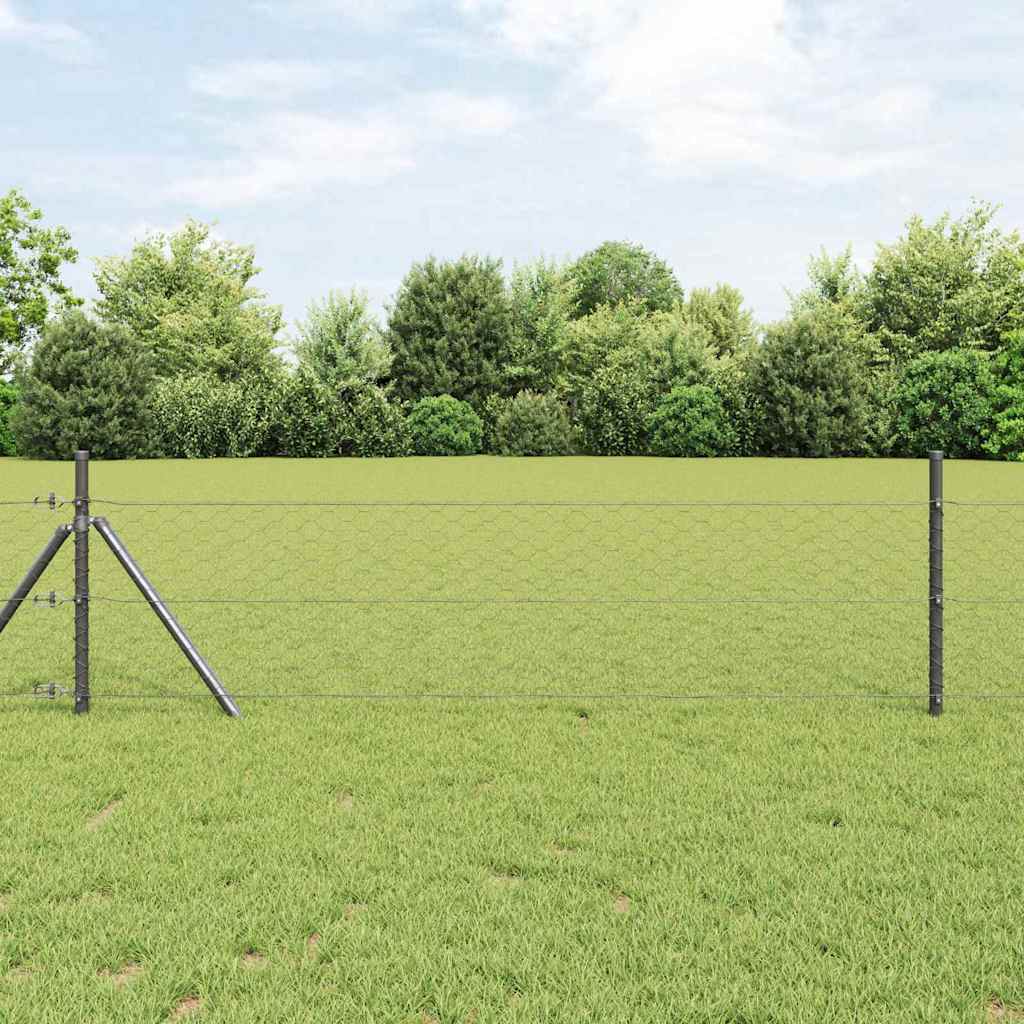 Hexagon Fence Grey 0.8x10 m Steel