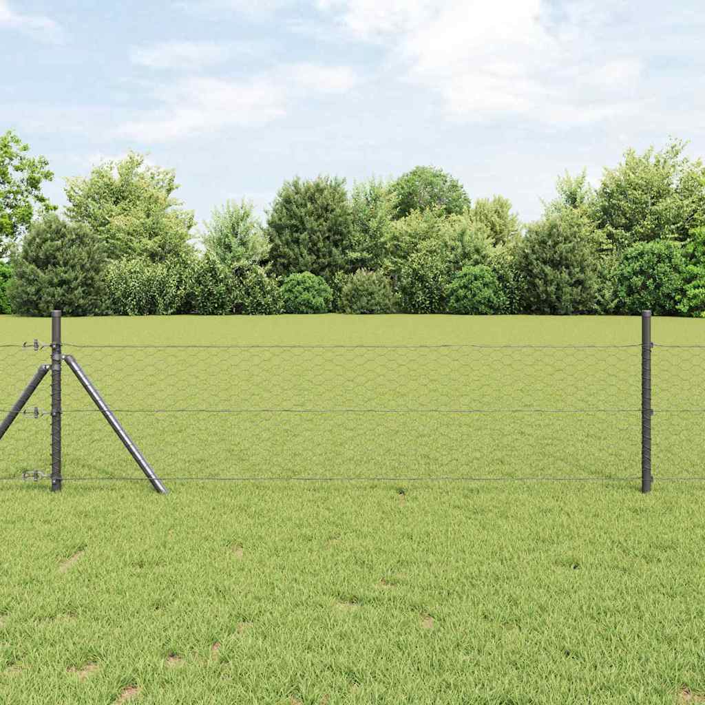 Hexagon Fence Grey 0.6x25 m Steel
