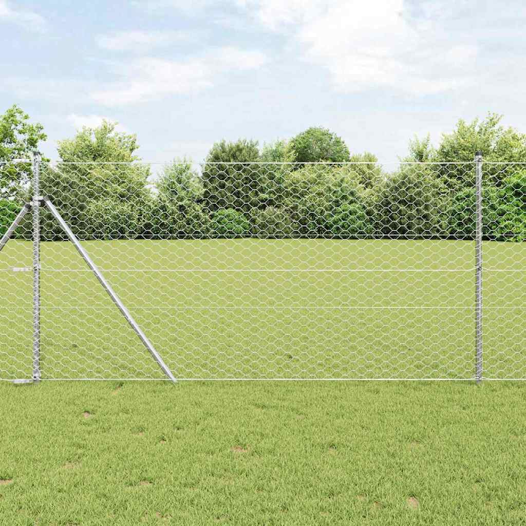 Fencing Set Set of 2 Galvanised Steel 25 x 1 m Durable