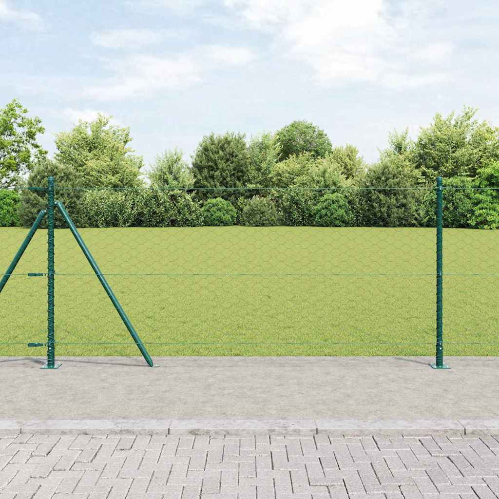 Hexagon Fence Green 0.8x25 m Steel