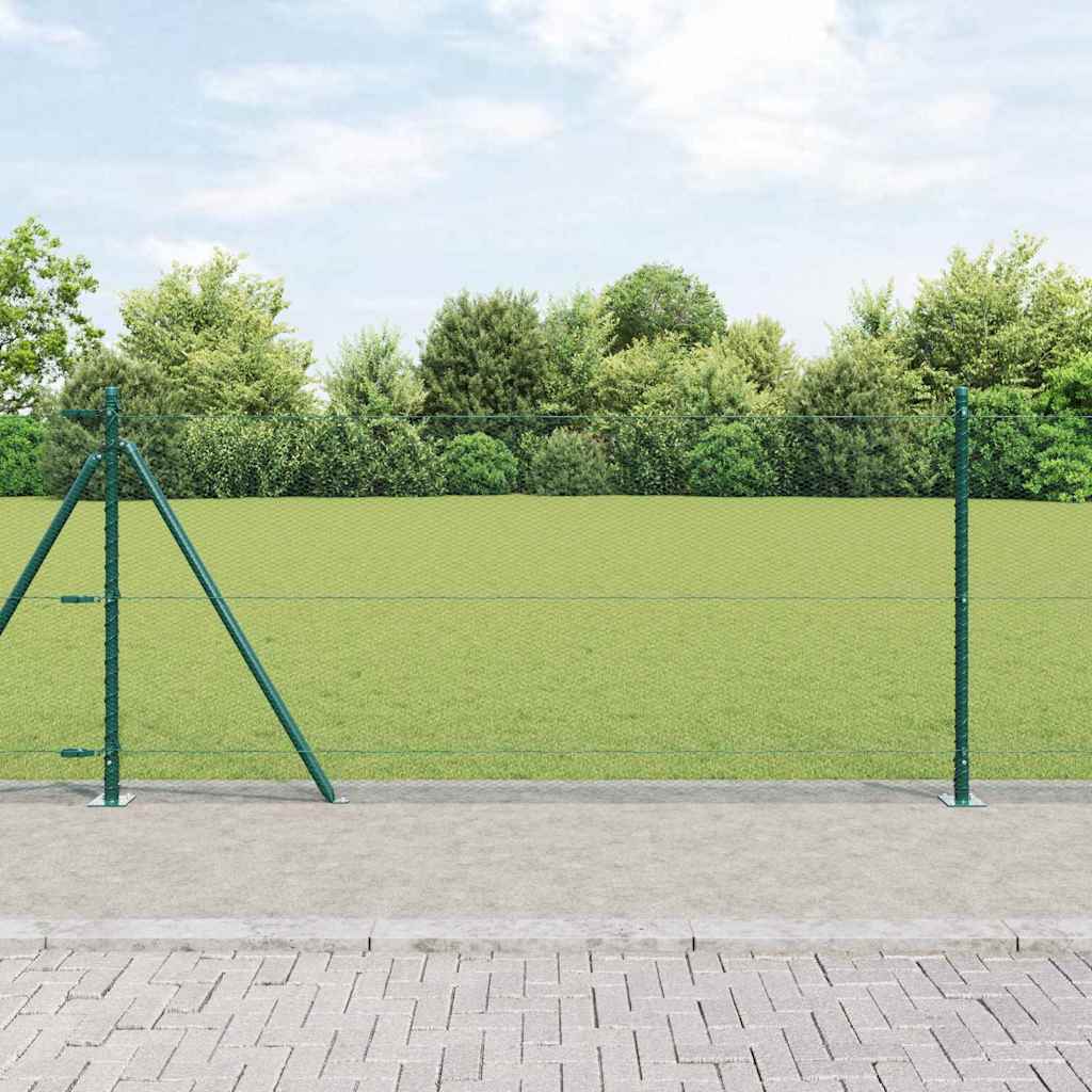 Fencing Set Set of 2 Forest Green Metal, Plastic Coating 25 x 1 m