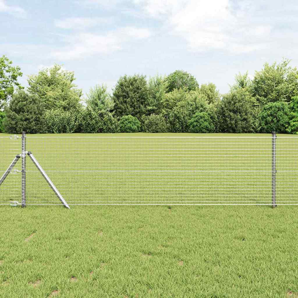 Welded Wire Fence with 7 Posts 0.4x10 m Galvanised Steel