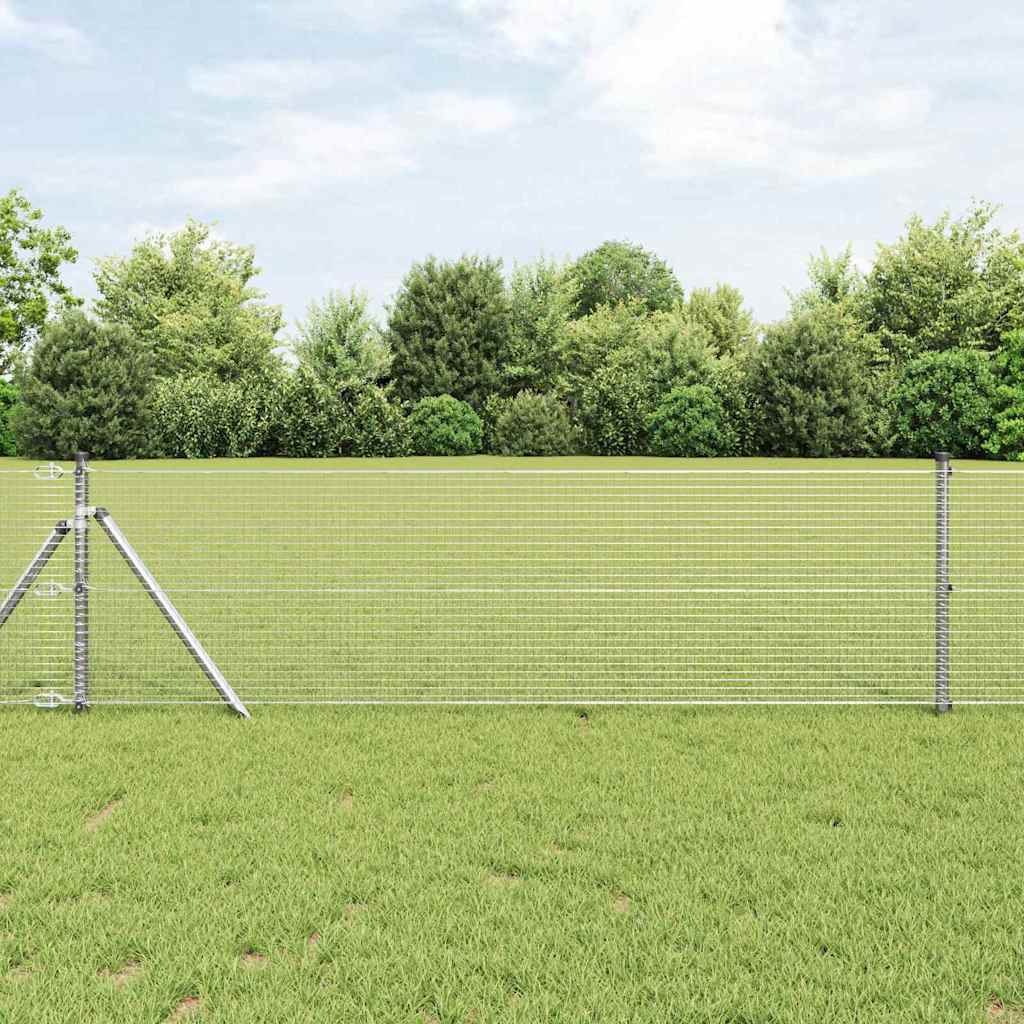 Fence Post Set With Panels Set of 2 Galvanised steel 25 x 0.5 m