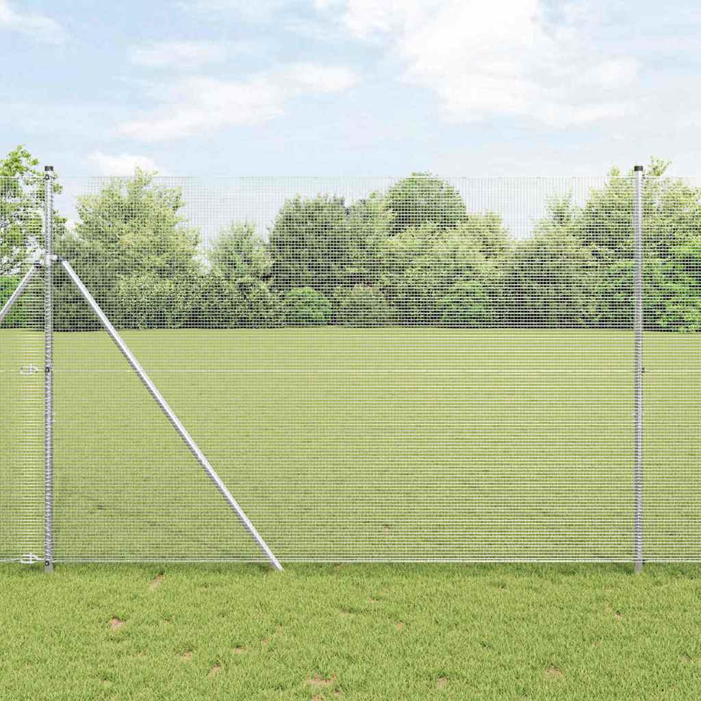 Welded Wire Fence with 13 Posts 1.5x25 m Galvanised Steel