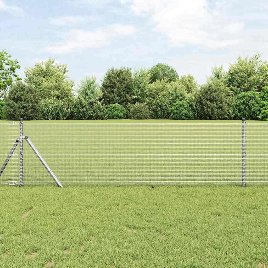 Welded Wire Fence with 13 Posts 0.4x50 m Galvanised Steel