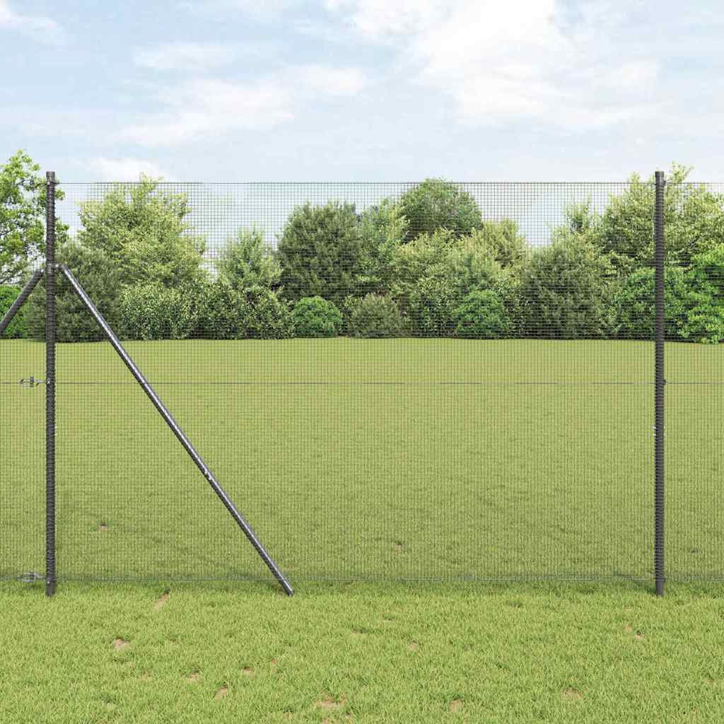 Welded Wire Fence with 7 Posts Grey 1.5x10 m Steel