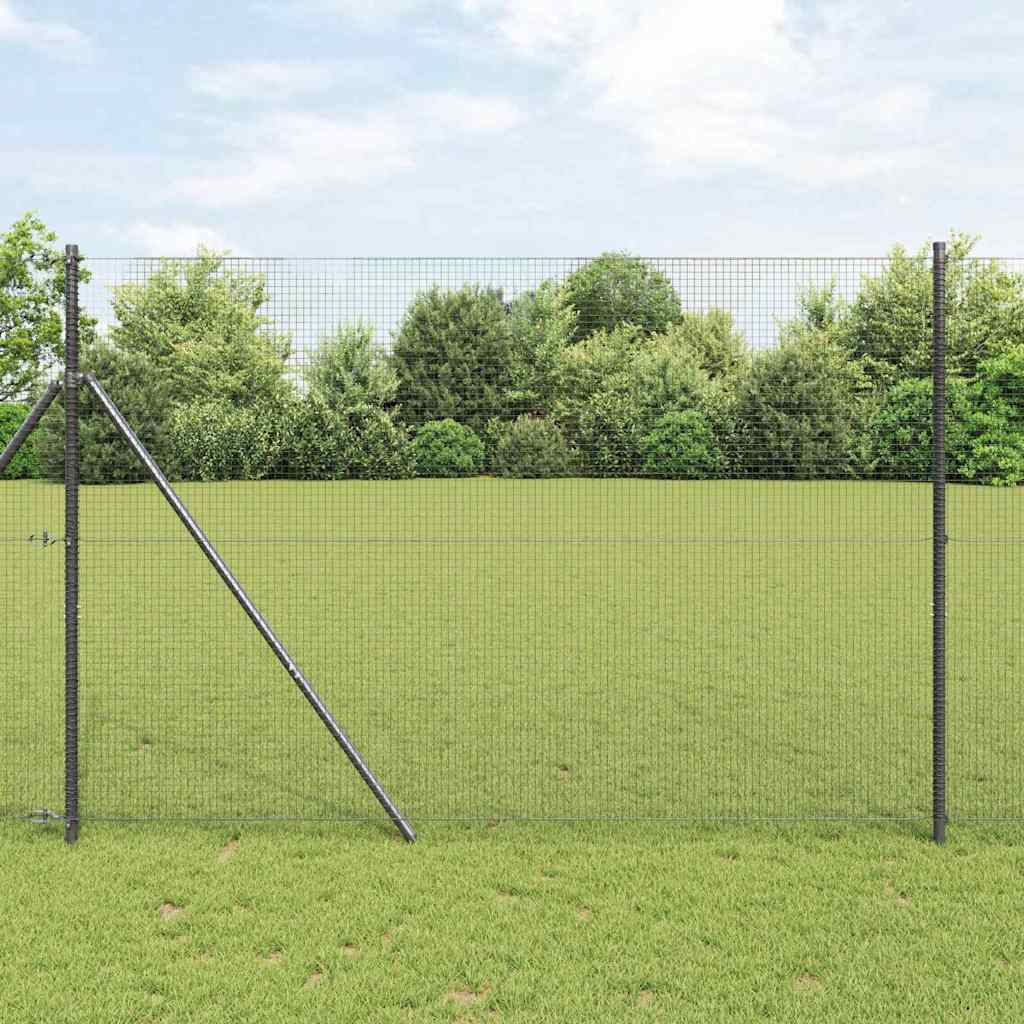 Welded Wire Fence with 7 Posts Grey 1.5x10 m Steel