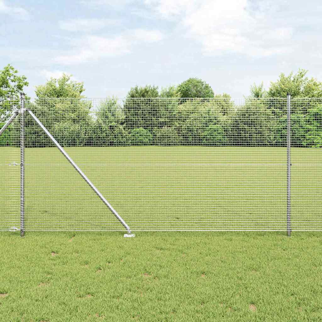 Fence Post Set 10 x 1 m Set of 2 Galvanised Steel 10 x 1 meters