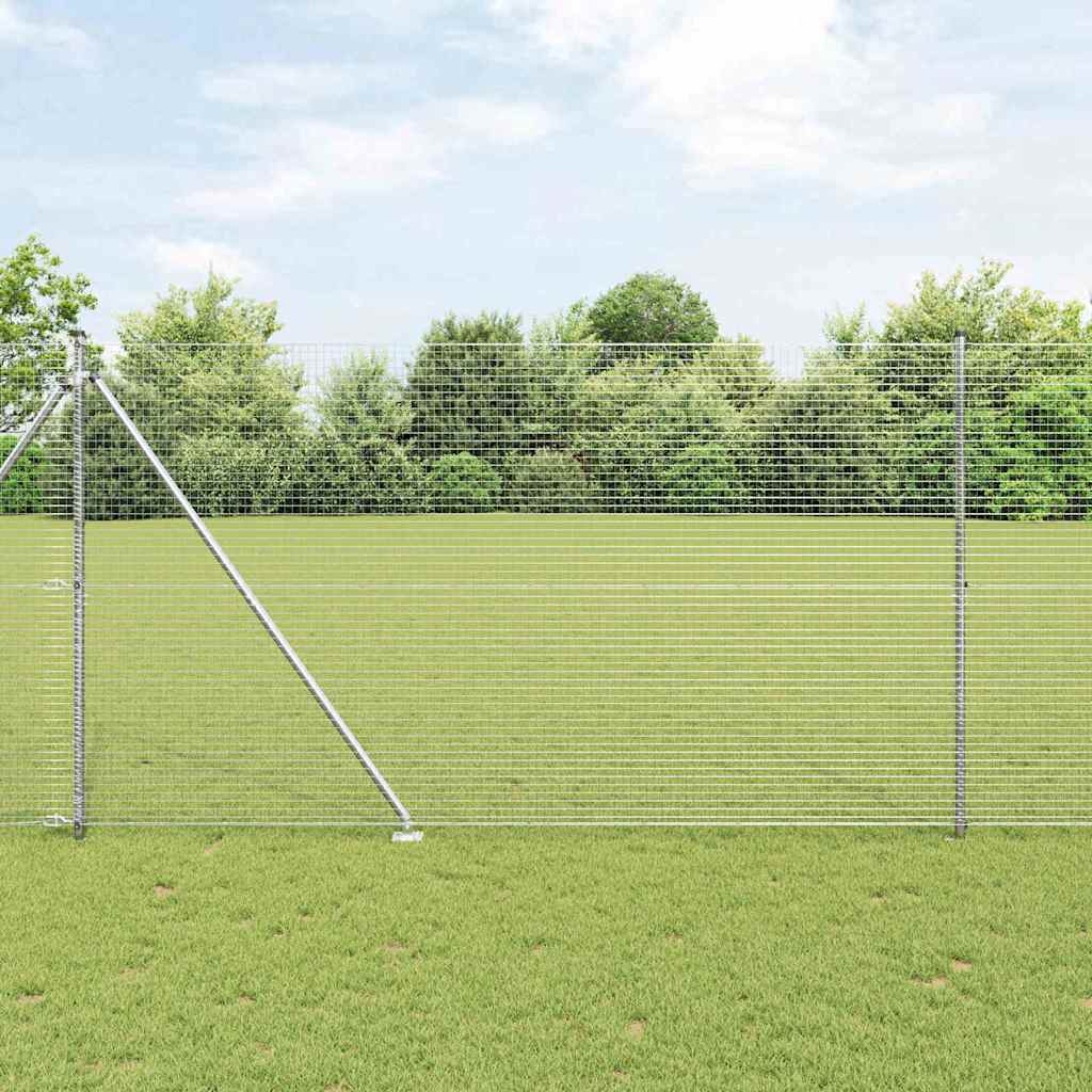 Fence Post Set Set of 2 Galvanised steel 10 x 1.5 m Durable